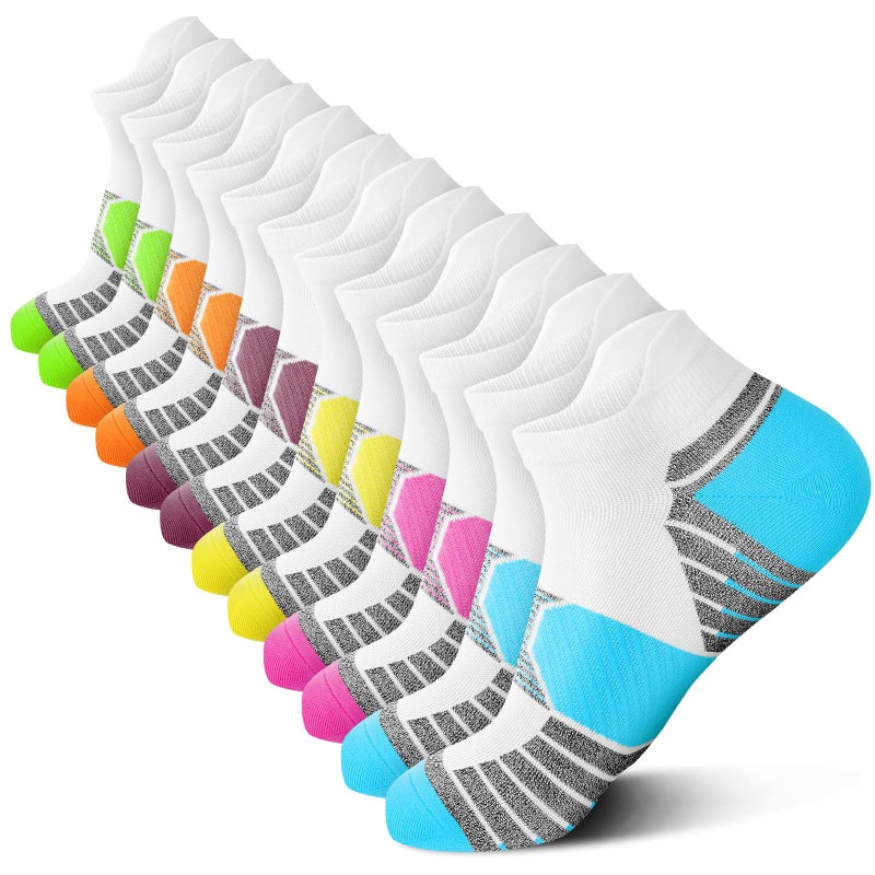 PAPLUS Compression Running Socks Women (6 Pairs), Ankle Athletic Socks Low Cut with Arch Support - Image 1