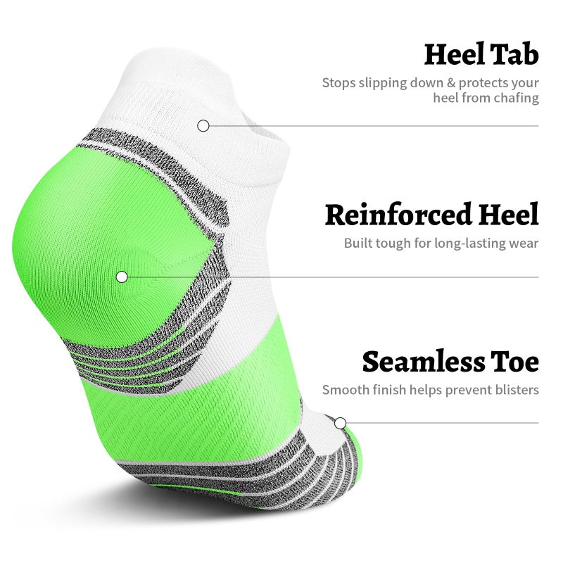 PAPLUS Compression Running Socks Women (6 Pairs), Ankle Athletic Socks Low Cut with Arch Support - Image 5