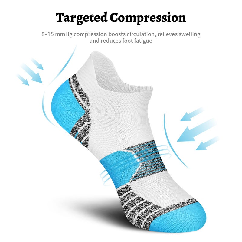 PAPLUS Compression Running Socks Women (6 Pairs), Ankle Athletic Socks Low Cut with Arch Support - Image 3