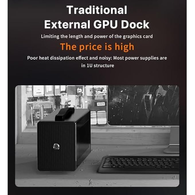rayihni GPU ENCLOSURE FOR THUNDERBOLT3, USB4.0 40GBPS LAPTOP EXTERNAL GPU DOCK STATION, SUPPORT 60W PD CHARGING, RJ45 ETHERNET, COMPATIBLE WITH NVIDIA/PCIE, DAISY CHAIN, DC/ATX/SFX - Image 3