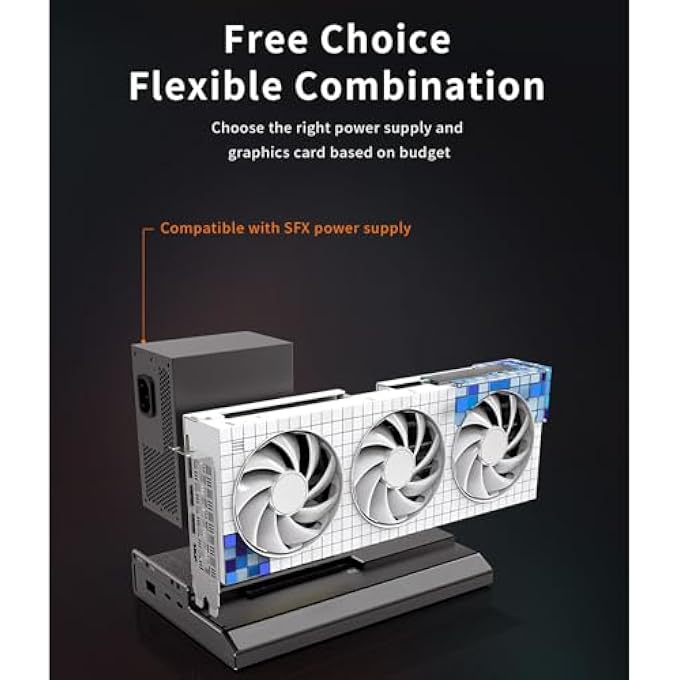 rayihni GPU ENCLOSURE FOR THUNDERBOLT3, USB4.0 40GBPS LAPTOP EXTERNAL GPU DOCK STATION, SUPPORT 60W PD CHARGING, RJ45 ETHERNET, COMPATIBLE WITH NVIDIA/PCIE, DAISY CHAIN, DC/ATX/SFX - Image 2