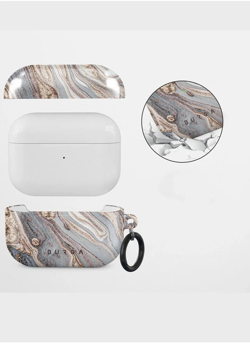 بورجا حافظة Burga Airpod الصلبة متوافقة مع حافظة شحن Apple Airpods PRO 2019، حافظة لطيفة من الرخام الوردي ومربى التوت للنساء، غطاء حماية من البلاستيك الصلب