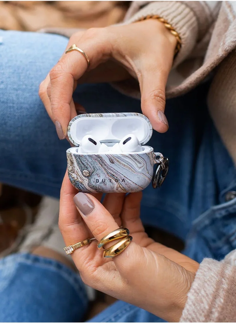 بورجا حافظة Burga Airpod الصلبة متوافقة مع حافظة شحن Apple Airpods PRO 2019، حافظة لطيفة من الرخام الوردي ومربى التوت للنساء، غطاء حماية من البلاستيك الصلب