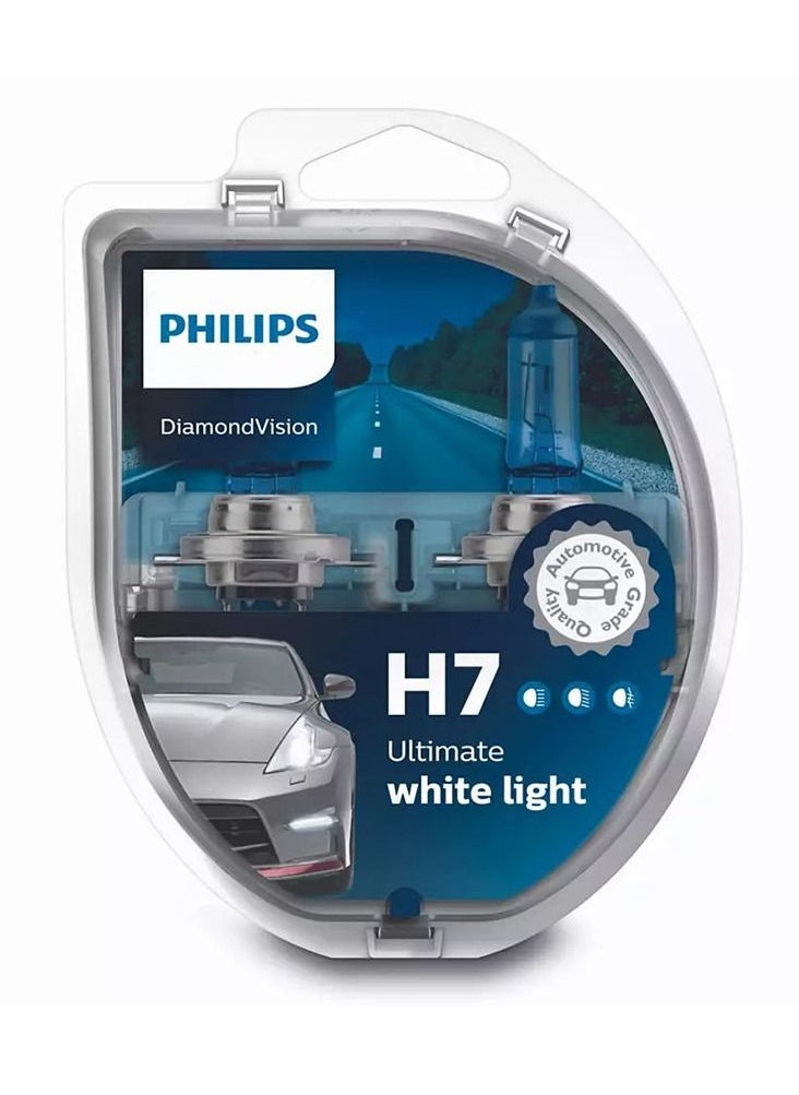 Philips - Diamond Vision 5000K H7 Car Headlight Bulbs 12V (Pair) - Image 1