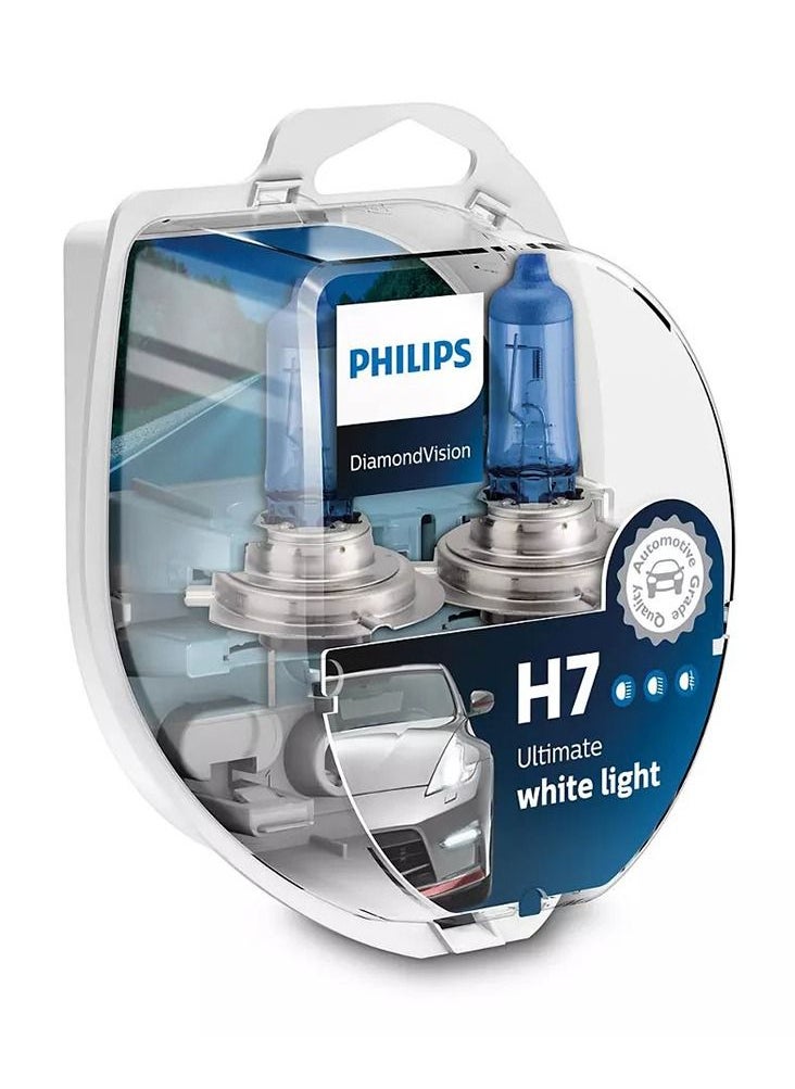 Philips - Diamond Vision 5000K H7 Car Headlight Bulbs 12V (Pair) - Image 1