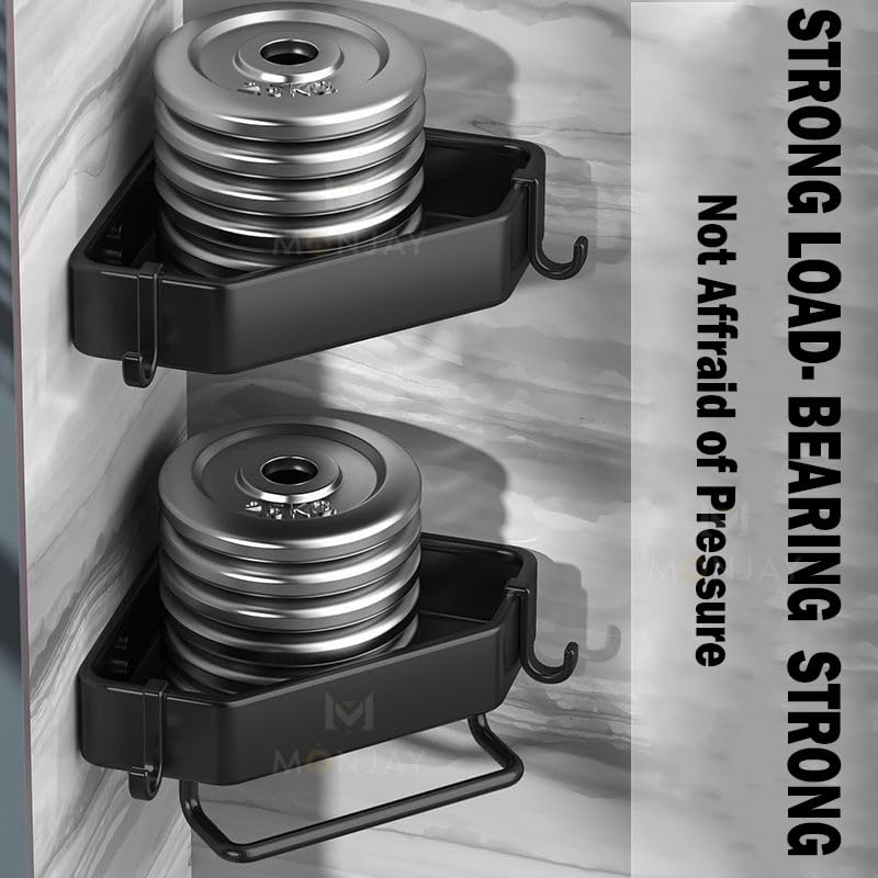 MONJAY Self-Adhesive Aluminium Bathroom Corner Shelf Rack Bathroom Corner Organizer Stand Bathroom Organisers Storage Racks Bathroom Shelf/Shelves Corner (King) - Image 4