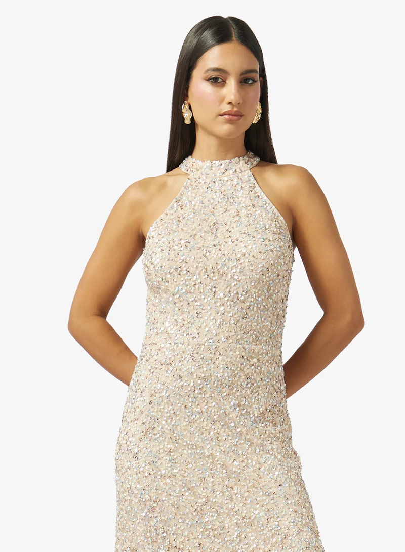 Namshi x  Halter Neck Embellished Dress for Women | Best Price UAE