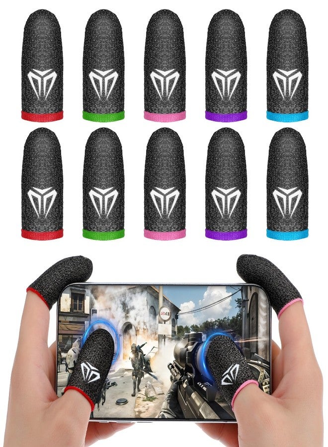WLLHYF 10pcs Mobile Phone Gaming Finger Sleeves, Breathable Smooth Feel Gamer Compression Support Thumb Cover Anti-Sweat Mobile Gaming Stabilizer fit All Touchscreen Phone Tablet Devices - Image 1