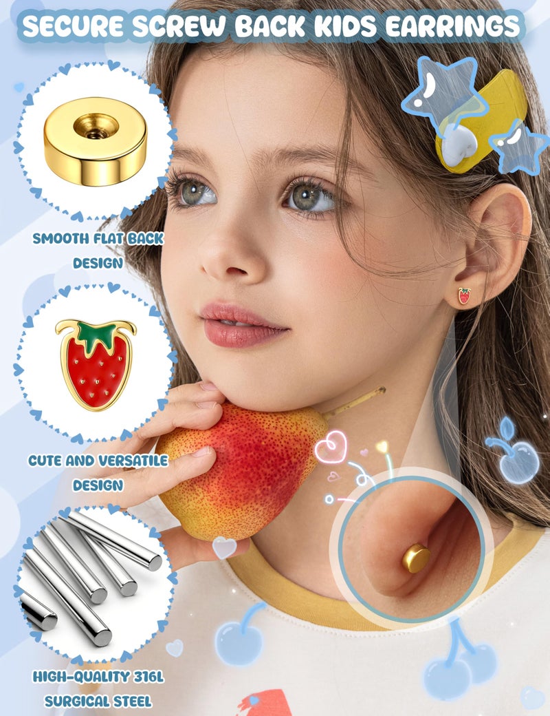 SAILIMUE Hypoallergenic Flat Back Earrings for Girls Women Surgical Steel Earrings for Sensitive Ears Women Cute Butterfly Flower Stud Earring Set for Teen Girls Kids Toddler Baby Jewelry Gifts - Image 4