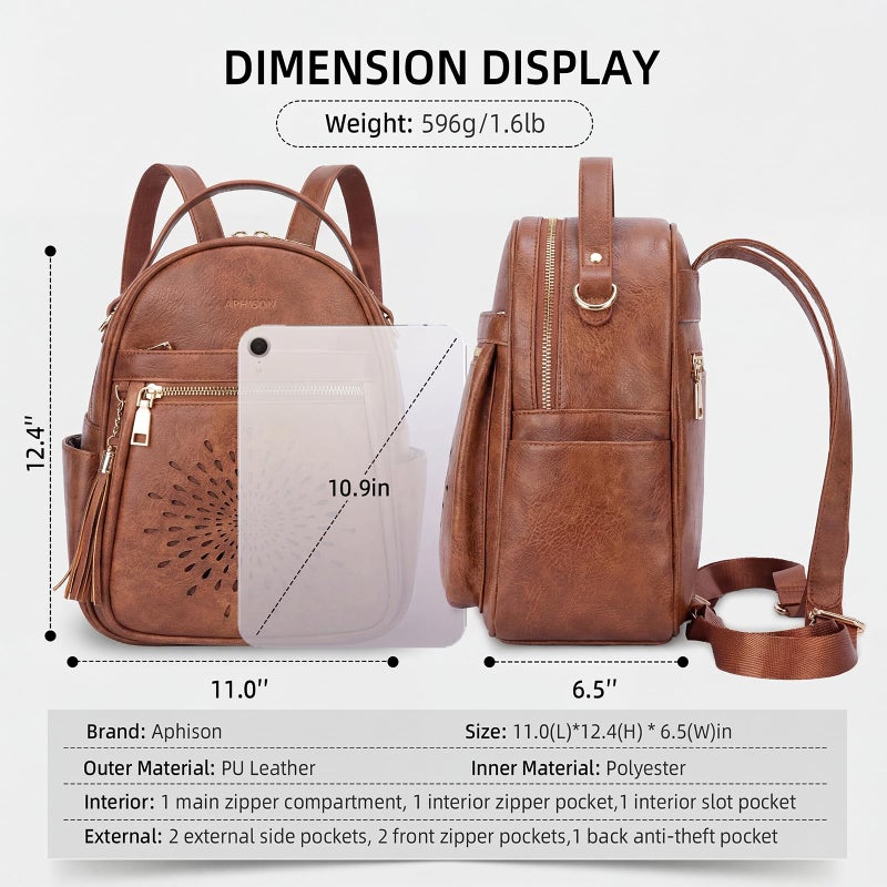 APHISON Backpack Purse for Women Cute PU Leather Backpacks Ladies Casual Lightweight Travel Daypack Waterproof - Image 4