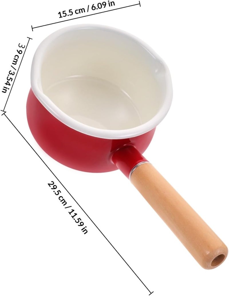 BETOOKY Enamel Small Saucepan 15cm Red Dual Spout Milk Pan Nonstick Butter Melting Pot for Stovetop Milk Heating and Food Cooking - Image 2