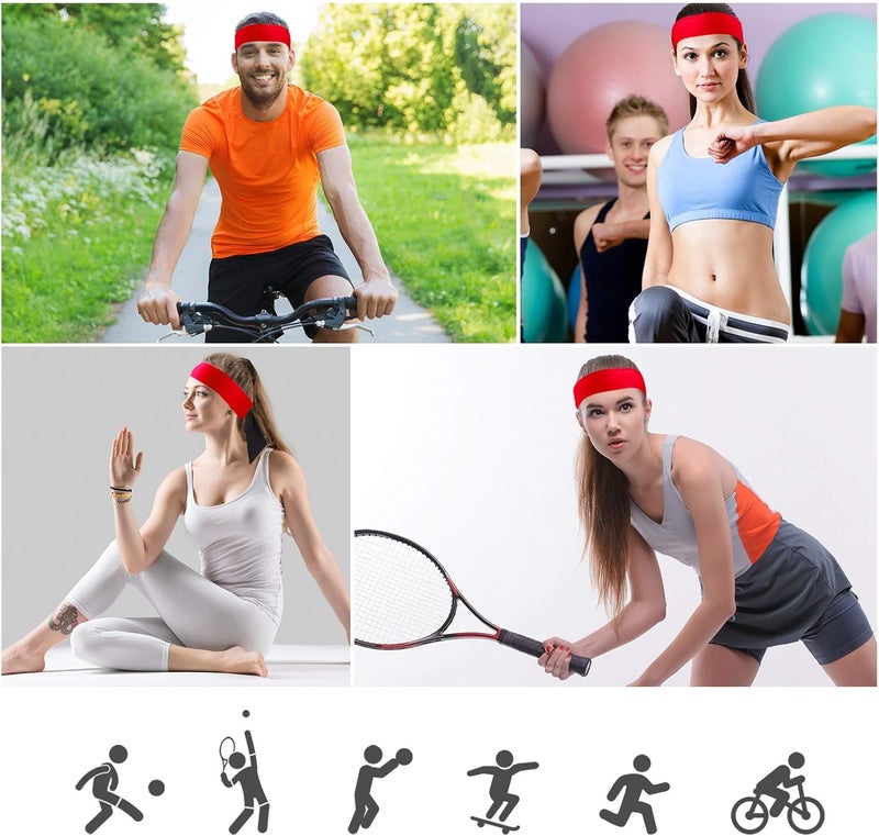 WILLBOND 12 Pieces Tennis Tie Headband Hair Band Unisex Dry Head Tie Sport Band for Basketball, Running, Tennis, Karate, Athletics - Image 5