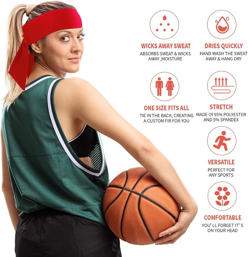 WILLBOND 12 Pieces Tennis Tie Headband Hair Band Unisex Dry Head Tie Sport Band for Basketball, Running, Tennis, Karate, Athletics - Image 2