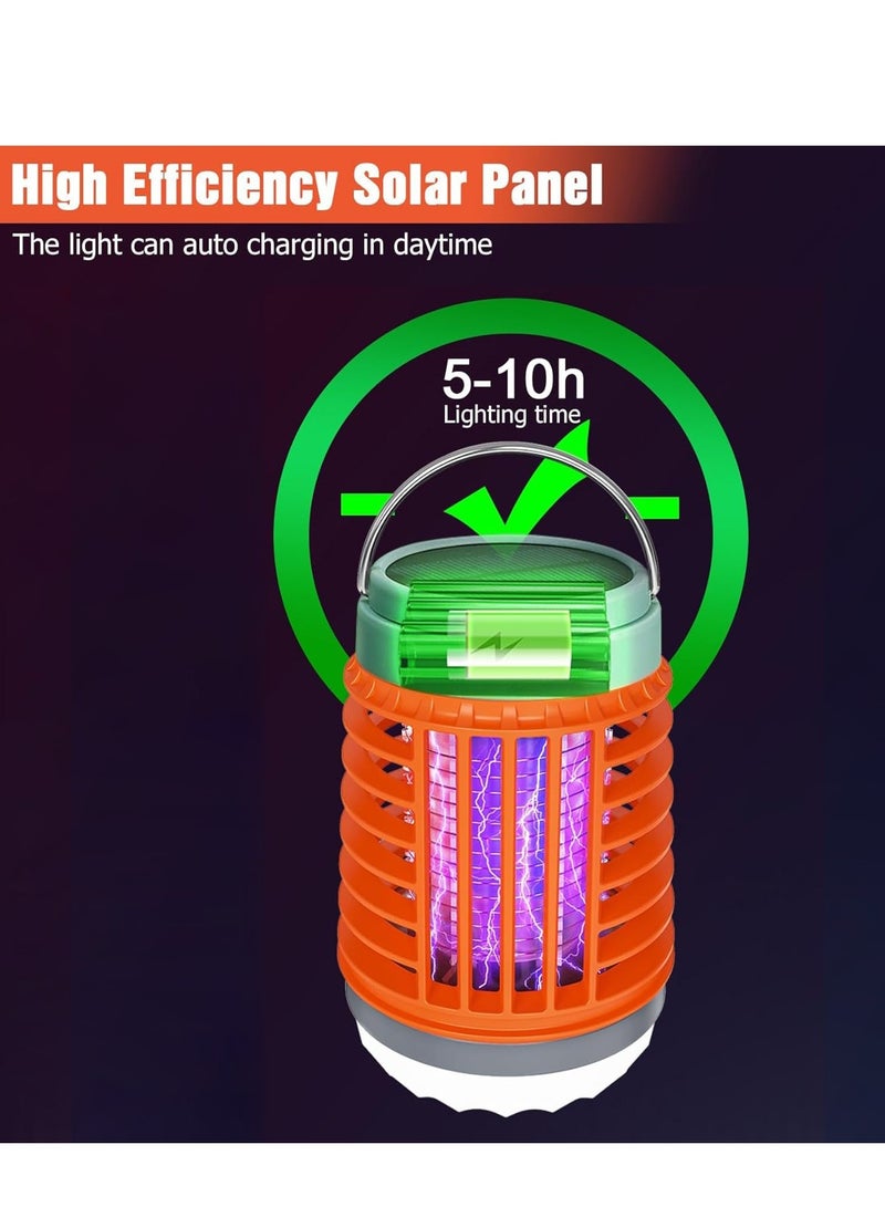 Mosquito Zapper, Solar Bug Zapper, Electric IPX6 Waterproof Bug Zapper, 3 in 1 Portable USB Rechargeable Camping Light, for Patio, Home, Kitchen, Backyard - Image 2
