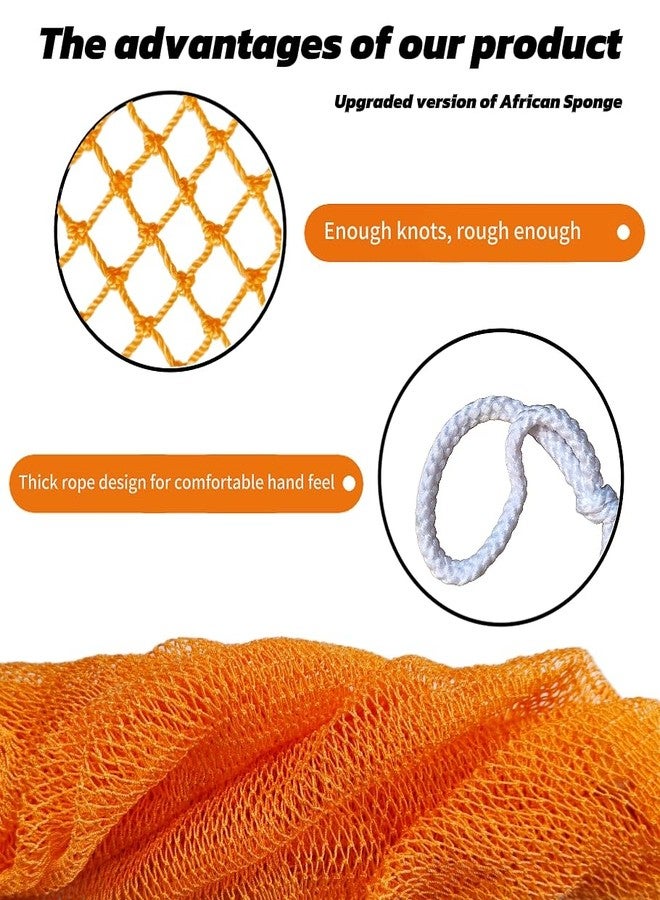 SPMKTBOZAI African Net Sponge Authentic, African Exfoliating Sponge Real African Net Black Owned, African Bath Sponge Back Scrubber for Shower Loofah Bathing Accessories (Orange, 1 Pieces) - Image 3