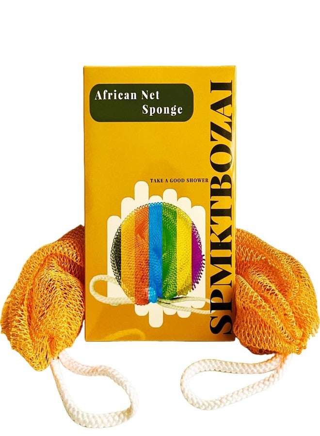 SPMKTBOZAI African Net Sponge Authentic, African Exfoliating Sponge Real African Net Black Owned, African Bath Sponge Back Scrubber for Shower Loofah Bathing Accessories (Orange, 1 Pieces) - Image 1