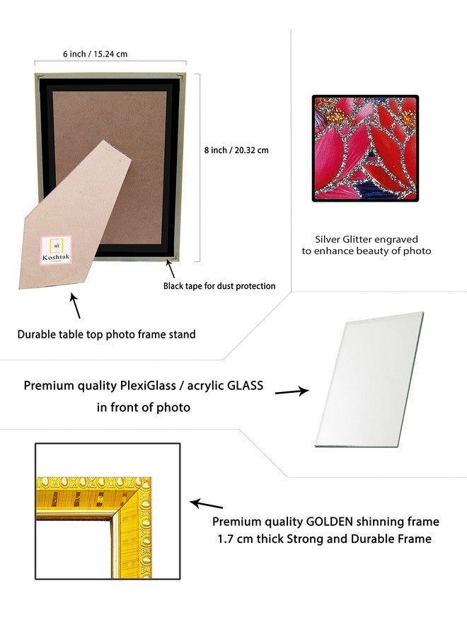 Koshtak Koshtak Saraswati Mata On Lotus With Sitar & Hans Photo Frame With Tabletop Stand & Unbreakable Glass For Temple Worship/Gift/Home Decor (20CM x 15 CM) - Image 4