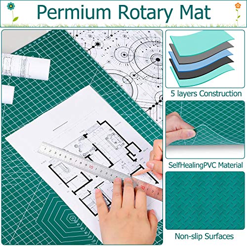 anezus Polyvinyl Chloride 18" x 24" Large Self Healing Sewing Craft Mat - Double Sided Rotary Cutting Mat for Quilting, Scrapbooking, and Crafting, White - Image 5