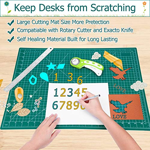 anezus Polyvinyl Chloride 18" x 24" Large Self Healing Sewing Craft Mat - Double Sided Rotary Cutting Mat for Quilting, Scrapbooking, and Crafting, White - Image 3