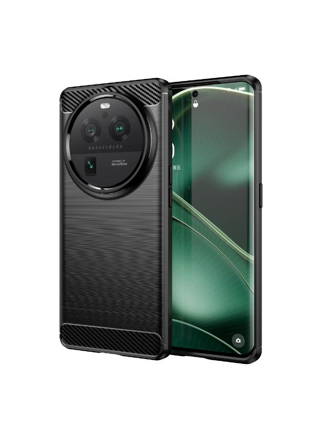Case For Oppo Find X6 Pro 5G  , - Protection Brushed Carbon Fiber Cover Shockproof - Anti-Scratch Case Slip-Resistant - Black - Image 1