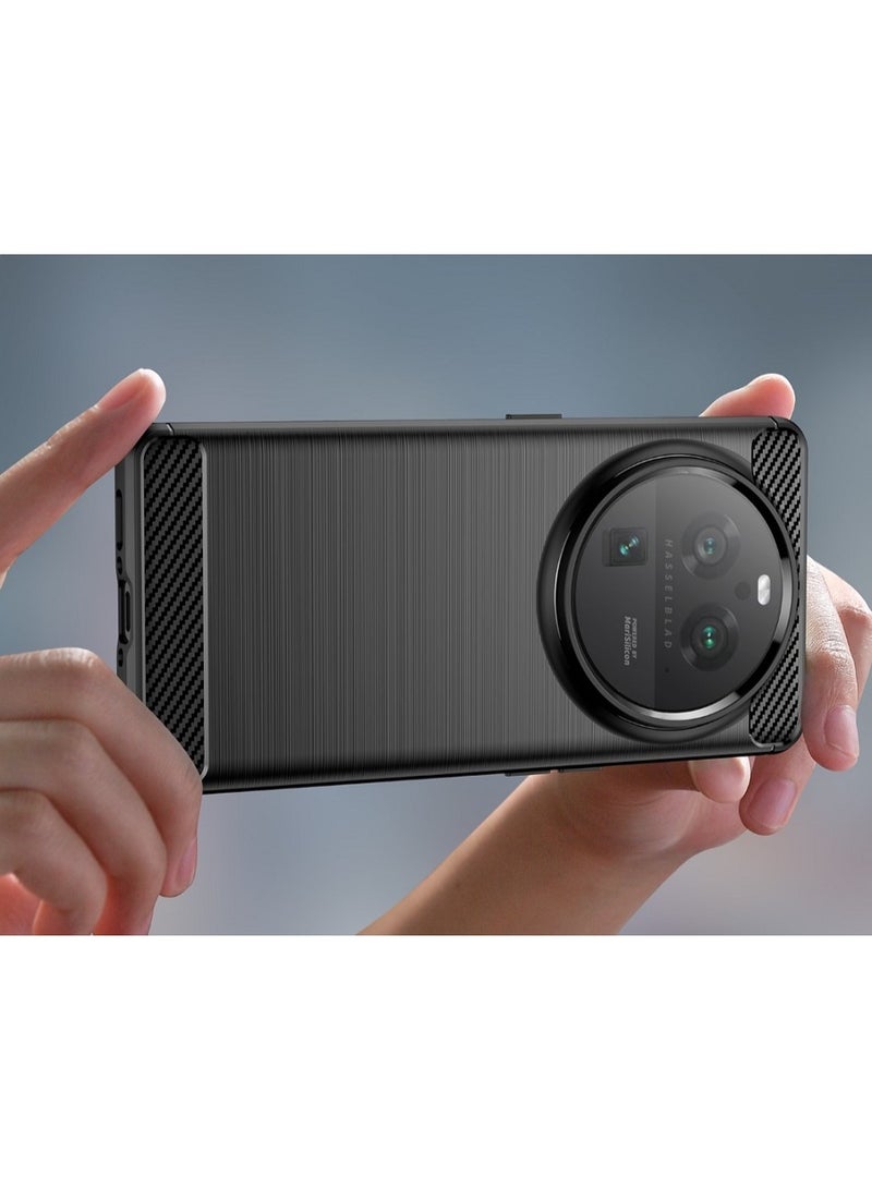 Case For Oppo Find X6 Pro 5G  , - Protection Brushed Carbon Fiber Cover Shockproof - Anti-Scratch Case Slip-Resistant - Black - Image 2