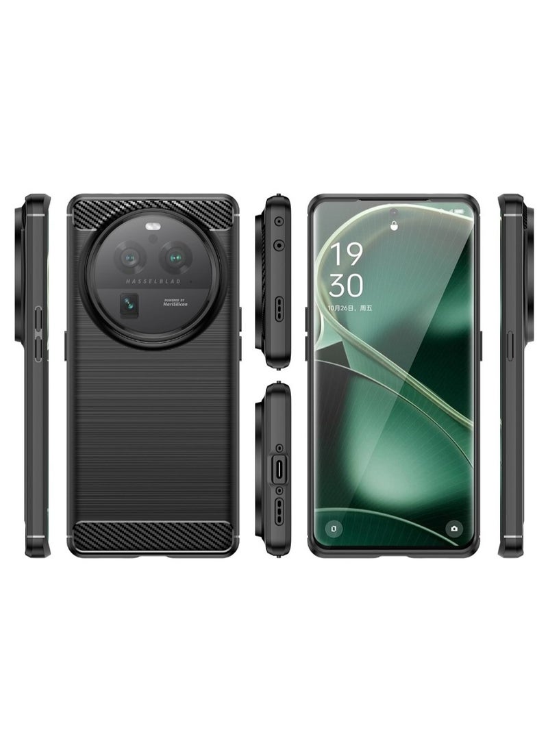 Case For Oppo Find X6 Pro 5G  , - Protection Brushed Carbon Fiber Cover Shockproof - Anti-Scratch Case Slip-Resistant - Black - Image 3
