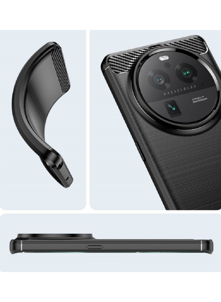 Case For Oppo Find X6 Pro 5G  , - Protection Brushed Carbon Fiber Cover Shockproof - Anti-Scratch Case Slip-Resistant - Black - Image 4