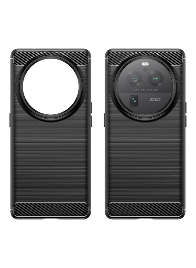 Case For Oppo Find X6 Pro 5G  , - Protection Brushed Carbon Fiber Cover Shockproof - Anti-Scratch Case Slip-Resistant - Black - Image 5