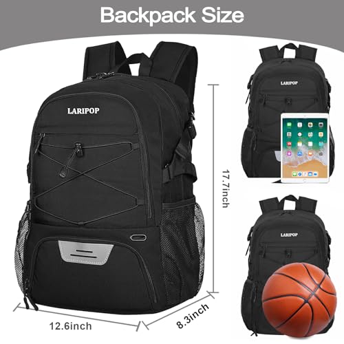 LARIPOP Basketball Bag,Basketball Backpack with Shoe Compartment and Ball Holder,Sport Bags for Soccer,Volleyball,Swim,Gym,Travel,School - Image 2