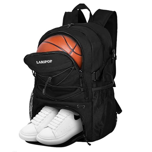 LARIPOP Basketball Bag,Basketball Backpack with Shoe Compartment and Ball Holder,Sport Bags for Soccer,Volleyball,Swim,Gym,Travel,School - Image 1