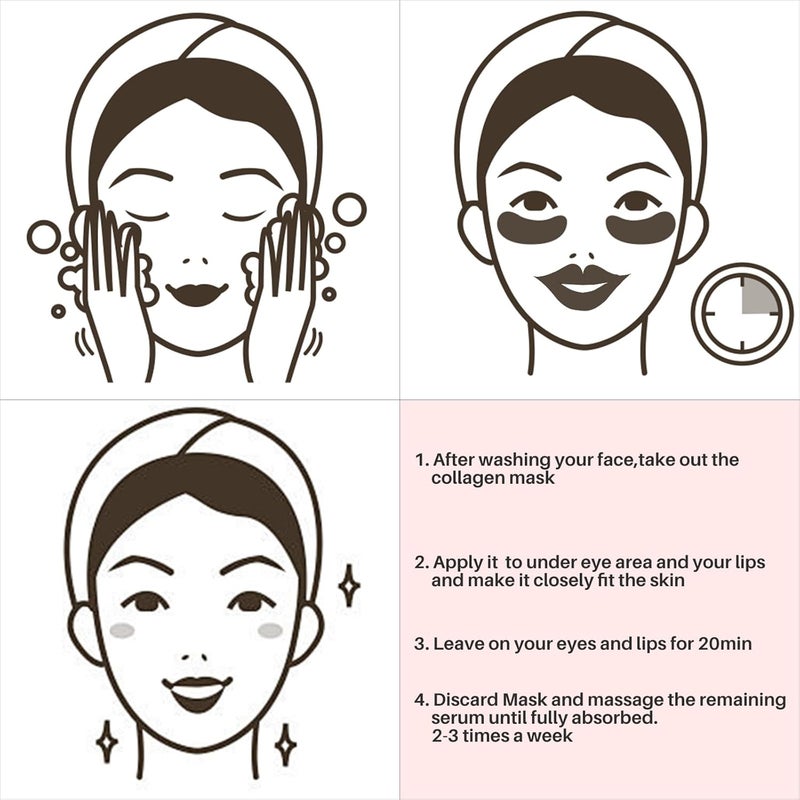 Reengull 40 Pairs 24K Gold Eye Masks Lip Masks Crystal Collagen Under Eye Patches for Puffy Eye Moisturizing Skin Care Lip Eyes Patches for Dark Circles Wrinkles and Fine Lines gold and peach red - Image 5