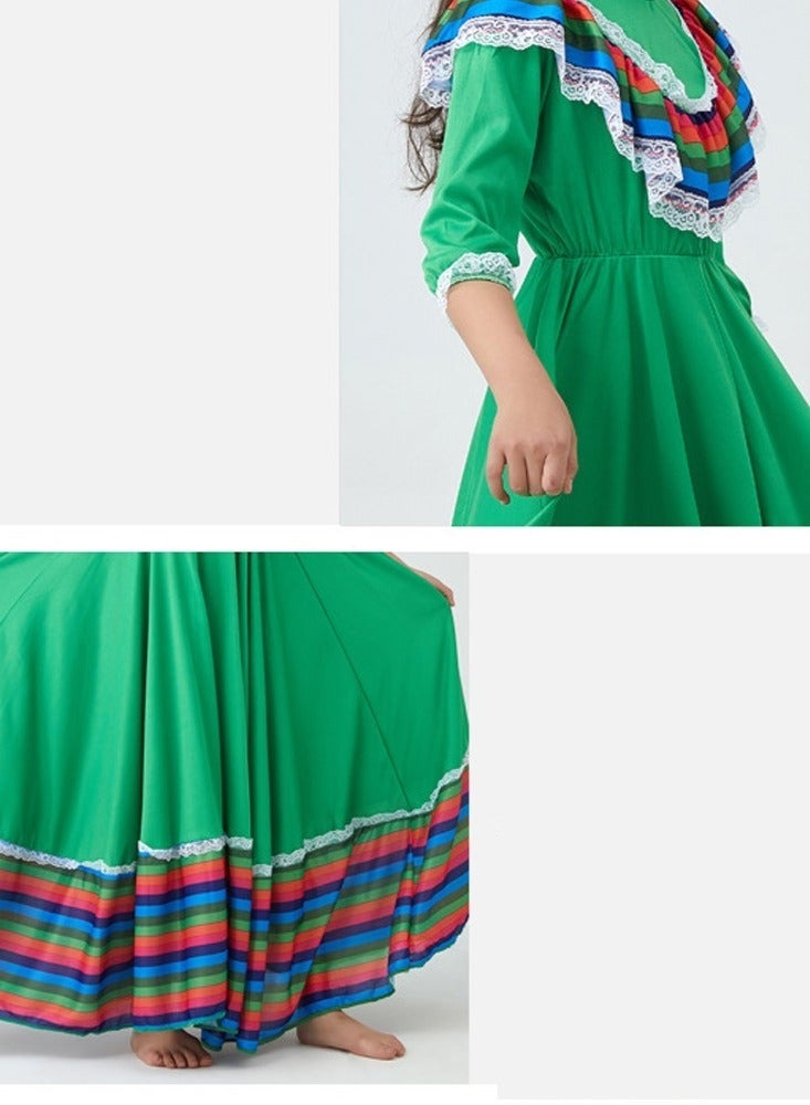 Sparklepals Mexican Dress for Girls Kids Tradition Princess Dress Halloween Costume Carnival Birthday Party Costumes rosered - Image 5