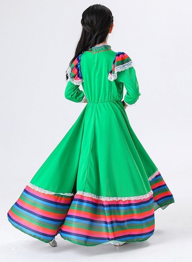 Sparklepals Mexican Dress for Girls Kids Tradition Princess Dress Halloween Costume Carnival Birthday Party Costumes rosered - Image 2