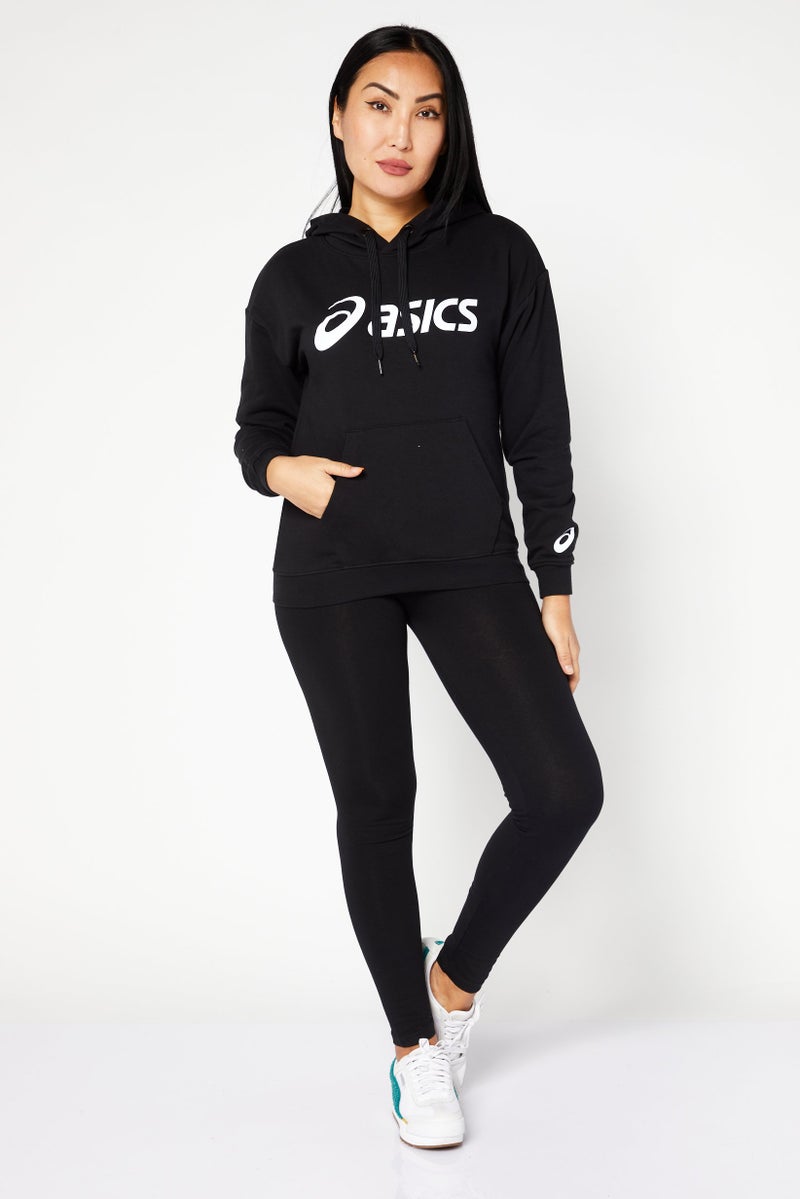 asics Women Sportswear Fit Long Sleeve Hooded Sweatshirt, Black/White - Image 2