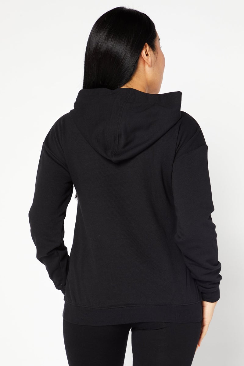 asics Women Sportswear Fit Long Sleeve Hooded Sweatshirt, Black/White - Image 4