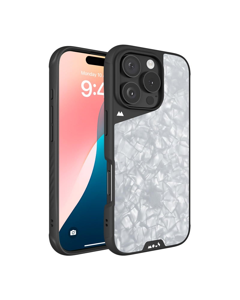 Mous for iPhone 16 Pro Max Case MagSafe Compatible - Limitless 6.0 - Silver Pearl - Protective Shockproof Phone Cover - Image 1