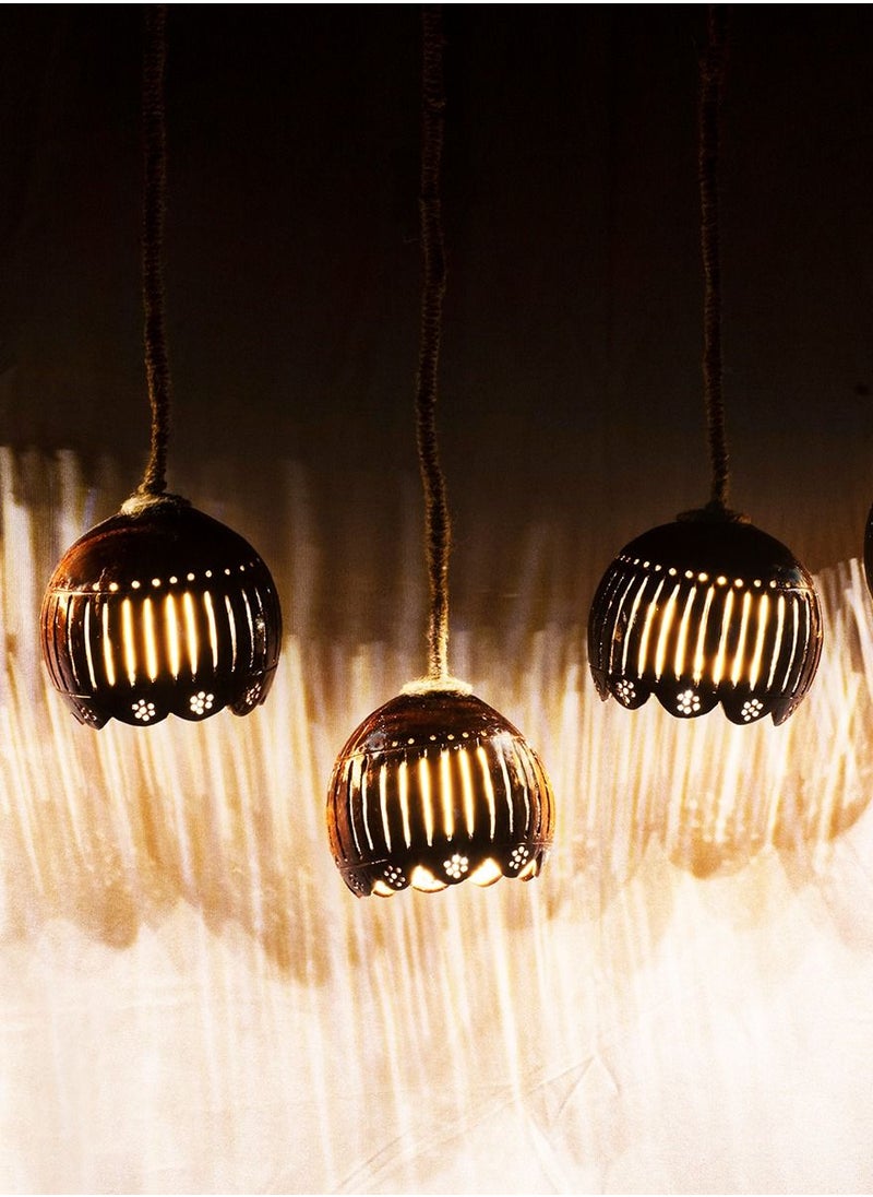 N & H Dining Table Cage Coconut Shell Hanging Lights  - Image 2
