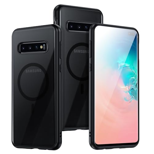 Guizzcg for Samsung Galaxy S10 Plus Magnetic Case - [Compatible with Magsafe Accessory][Military Drop Protection] Soft TPU Bumper + Translucent Matte Back Cover for S10 Plus, Matte Black - Image 1