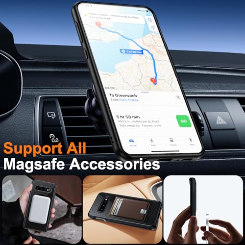 Guizzcg for Samsung Galaxy S10 Plus Magnetic Case - [Compatible with Magsafe Accessory][Military Drop Protection] Soft TPU Bumper + Translucent Matte Back Cover for S10 Plus, Matte Black - Image 3