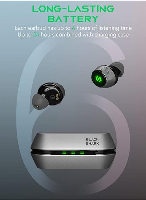Lucifer T4, wireless earbuds, 45ms ultra-low latency, gaming Bluetooth headset with studio sound quality, Bluetooth 5.2, IPX5 waterproof, 24-hour listening time, microphone.
