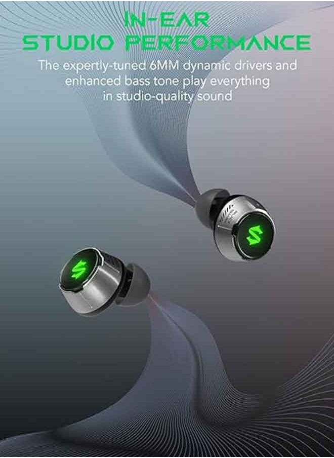 Lucifer T4, wireless earbuds, 45ms ultra-low latency, gaming Bluetooth headset with studio sound quality, Bluetooth 5.2, IPX5 waterproof, 24-hour listening time, microphone.