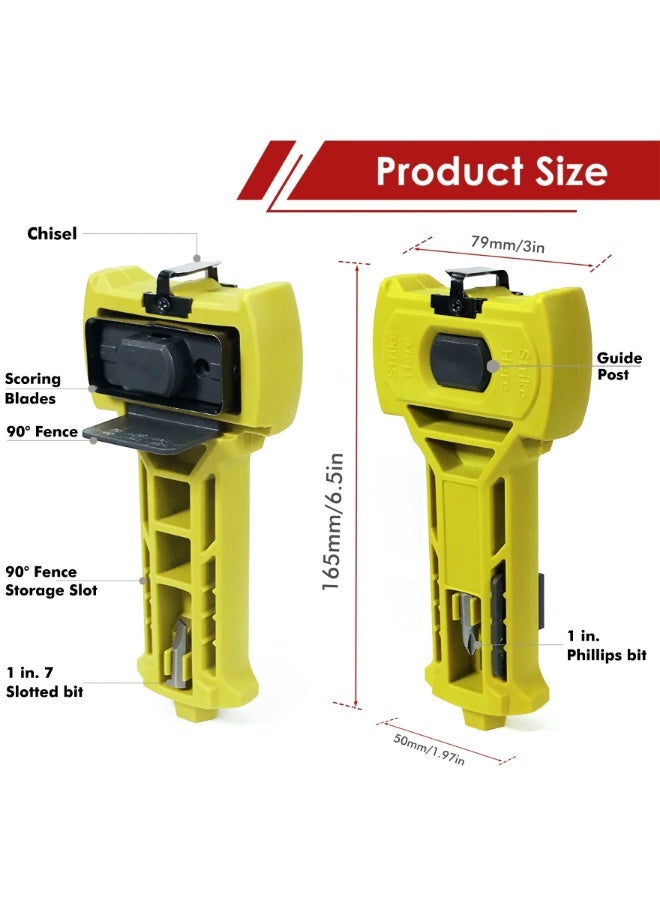 طقم مزلاج الباب – أداة تجويف مزلاج الباب للنقش والإزميل بدقة، مزودة بأدوات نقش وإزميل مدمجة وشفرات دائرية ومربعة قابلة للتبديل، مثالية لتركيب قفل الباب وأعمال التجويف - Image 5