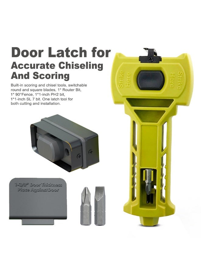 طقم مزلاج الباب – أداة تجويف مزلاج الباب للنقش والإزميل بدقة، مزودة بأدوات نقش وإزميل مدمجة وشفرات دائرية ومربعة قابلة للتبديل، مثالية لتركيب قفل الباب وأعمال التجويف - Image 4
