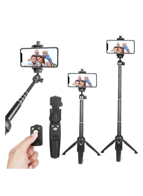 Selfie Stick Tripod,Extendable Portable Selfie Stick with Bluetooth Wireless Remote and Tripod Stand for iOS and Android(40inch)