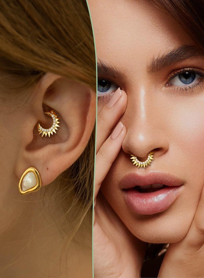 COCHARM 16g Cute Septum Rings Gold Septum Piercing Jewelry Half Sun Septum Jewelry for Women Men Dainty 8mm Daith Earrings Surgical Steel Daith Piercing Jewelry Septum Clicker - Image 2