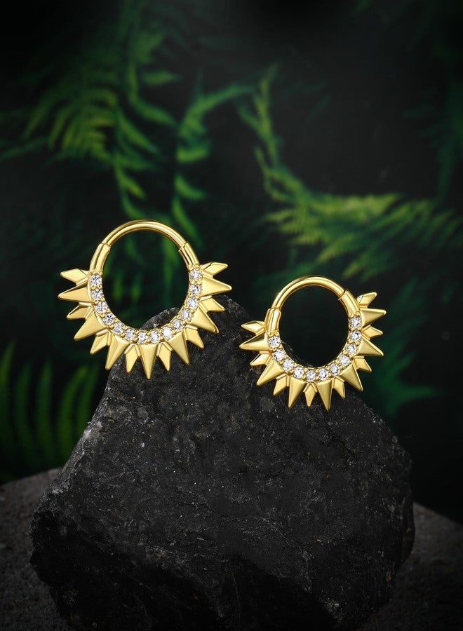 COCHARM 16g Cute Septum Rings Gold Septum Piercing Jewelry Half Sun Septum Jewelry for Women Men Dainty 8mm Daith Earrings Surgical Steel Daith Piercing Jewelry Septum Clicker - Image 5