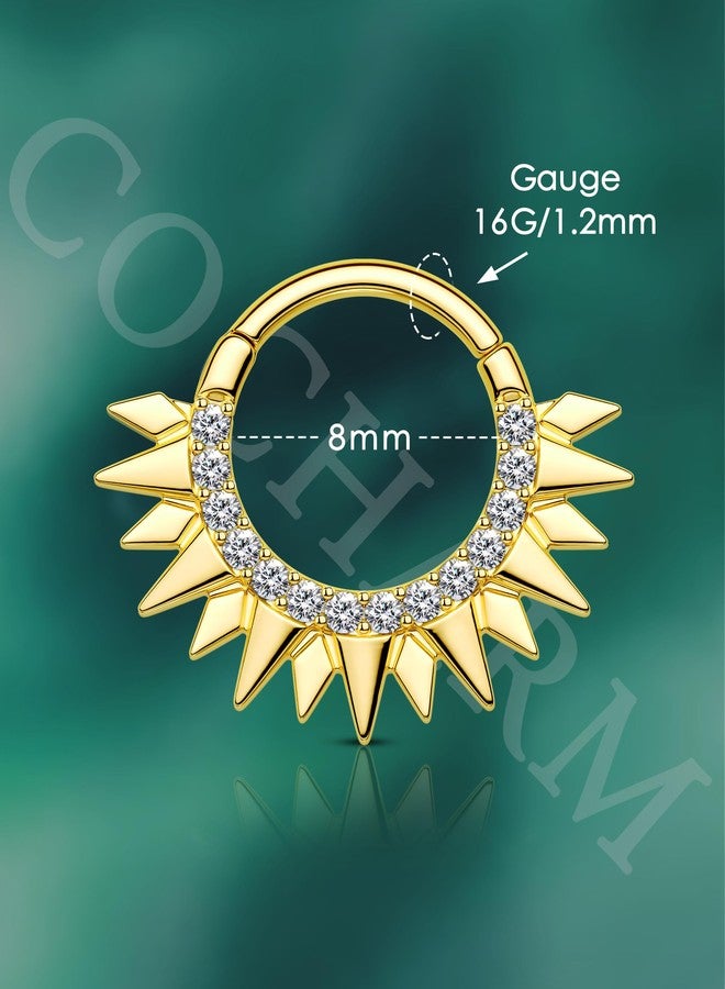 COCHARM 16g Cute Septum Rings Gold Septum Piercing Jewelry Half Sun Septum Jewelry for Women Men Dainty 8mm Daith Earrings Surgical Steel Daith Piercing Jewelry Septum Clicker - Image 3