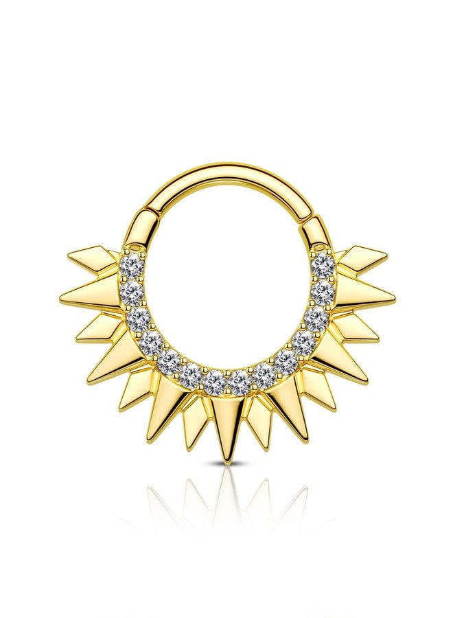 COCHARM 16g Cute Septum Rings Gold Septum Piercing Jewelry Half Sun Septum Jewelry for Women Men Dainty 8mm Daith Earrings Surgical Steel Daith Piercing Jewelry Septum Clicker - Image 1