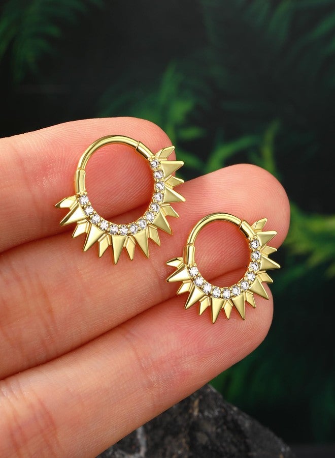 COCHARM 16g Cute Septum Rings Gold Septum Piercing Jewelry Half Sun Septum Jewelry for Women Men Dainty 8mm Daith Earrings Surgical Steel Daith Piercing Jewelry Septum Clicker - Image 4