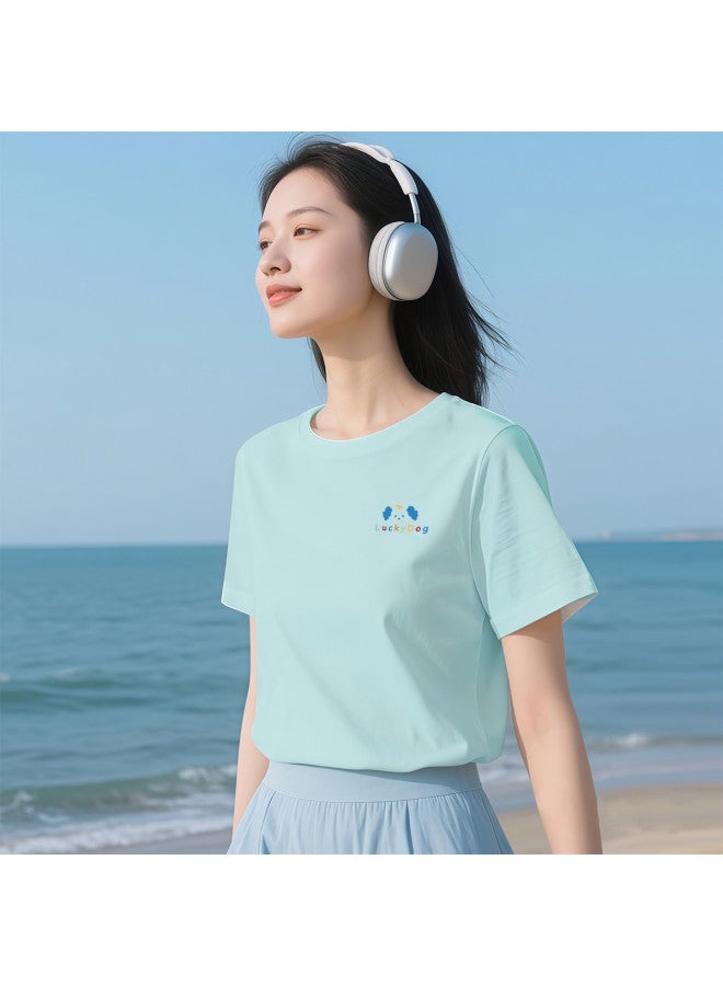 Your Sun Women'S Summer Basic Shirt Thin High-End Minimalist Pure Cotton T-Shirt Ladies Short Sleeve - Image 2